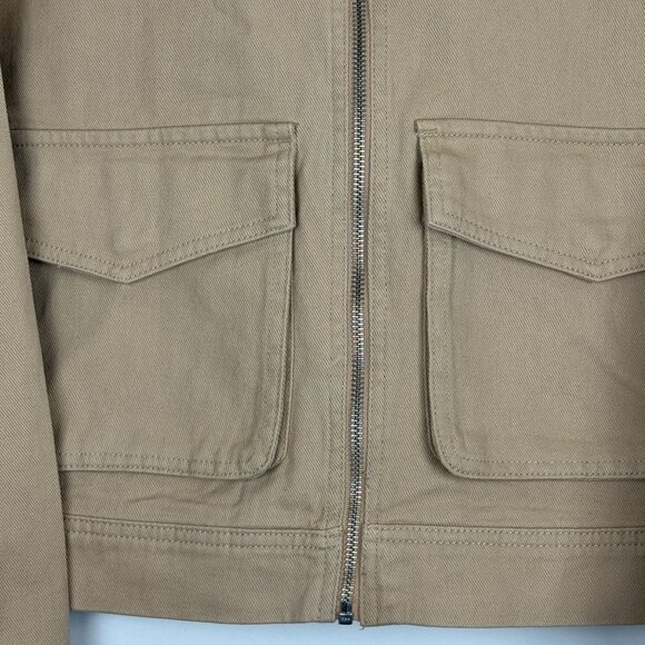 Nicole MillerTan Cropped Utility Jacket Small Cargo Pockets Full Zip Cotton - Picture 4 of 8